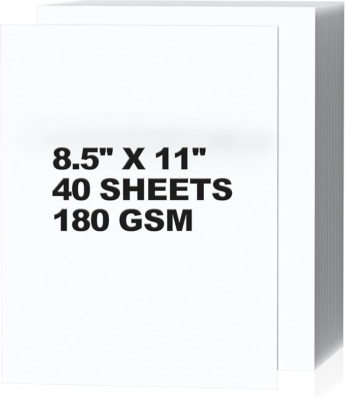 8.5 x 11 Inch White Cardstock 40 Sheets, Premium Thick White Card Stock Paper by DORFAS
