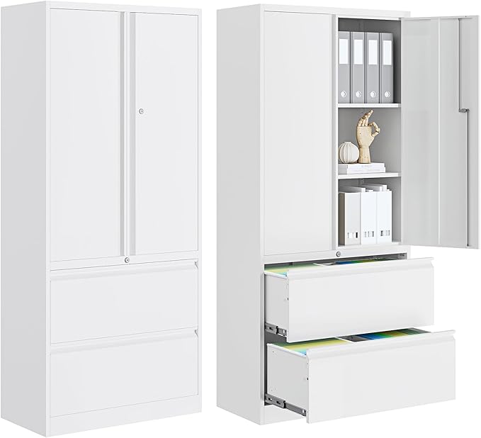 PEUKC 2-Drawer Metal File Cabinet, Lateral Vertical Filing Cabinets by PEUKC
