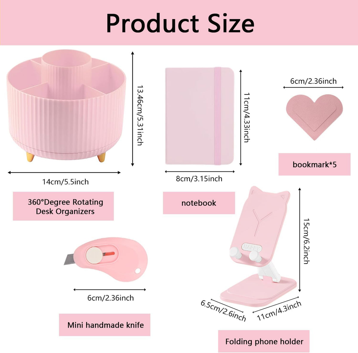 Office Supplies,Pink Desk Accessories,Desk Organizer,Stapler,Tape Dispenser,F...