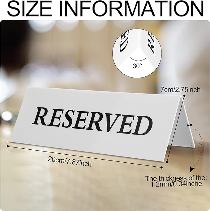 6 Pieces Plastic Reserved Table Sign Table Tent Wedding Guest Reservation Seat - Image 2