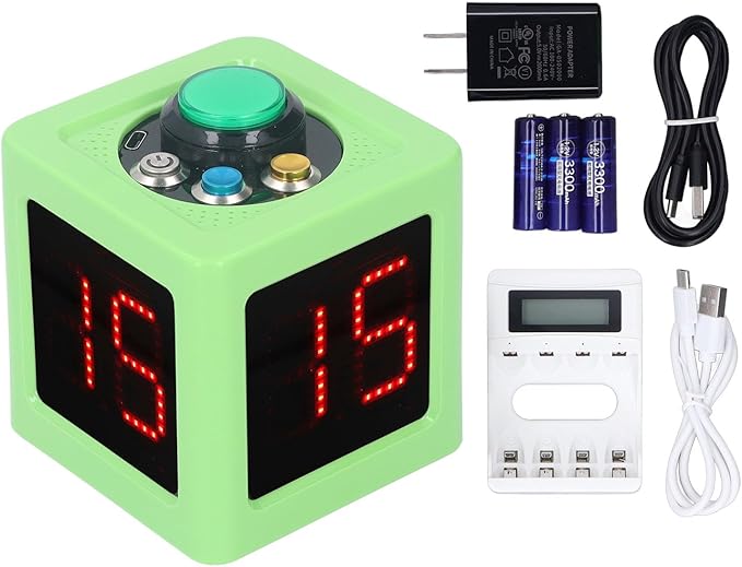 Green Rechargeable Cube Timer 1.4 Inch 4 Sided LED Digital Countdown Clock by Unknown