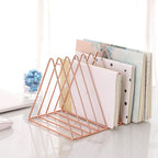 Sooyee 9 Slot Rose Gold Magazine Holder, Desktop File Sorter Organizer Triangle by Sooyee