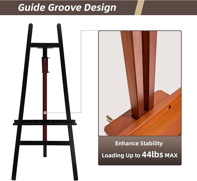 Stuelloaf Large A-Frame Wooden Painting Display Walnut Easel, Large Adjustable - Image 4