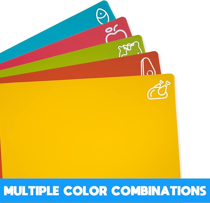 5 Pieces Flexible Cutting Boards, BPA Free Plastic Cutting Boards - Image 3