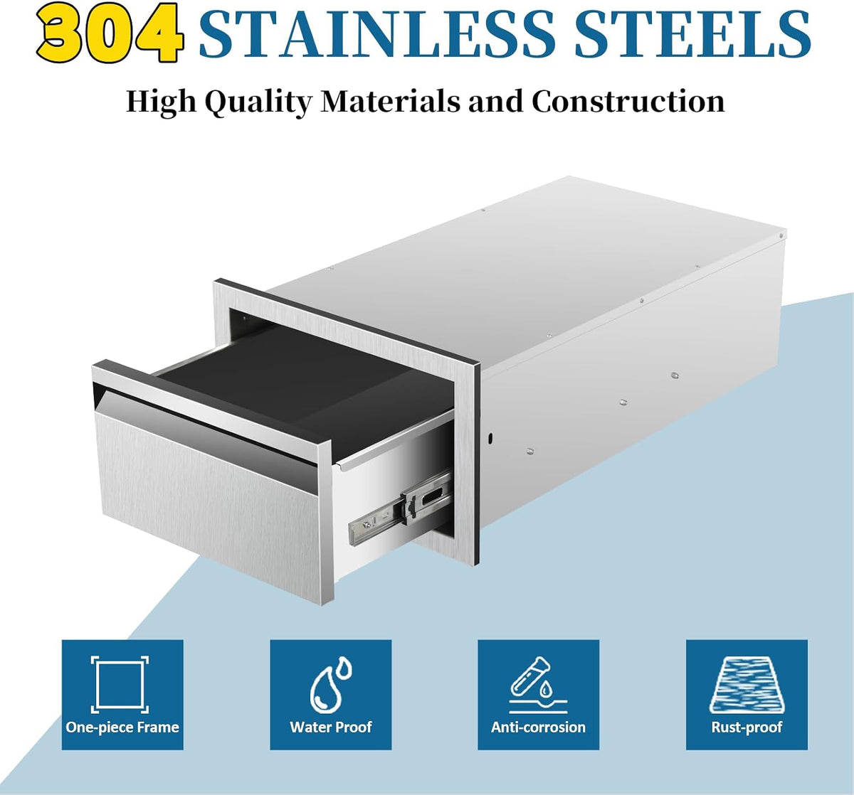 Outdoor Kitchen Drawers 14"Wx8.5"Hx23"D Flush Mount Access Sin...