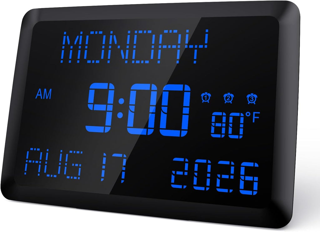 raynic digital clock, 11.5" large display calendar clock, main product view