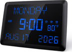 raynic digital clock, 11.5" large display calendar clock, main product view