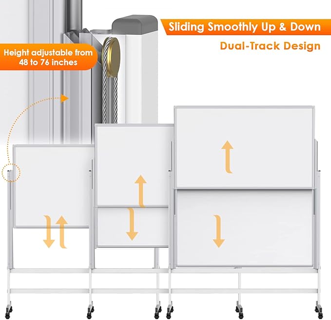 maxtek Dry Erase Whiteboard Height Adjustable, Easel Stand Rolling White Board - Image 2