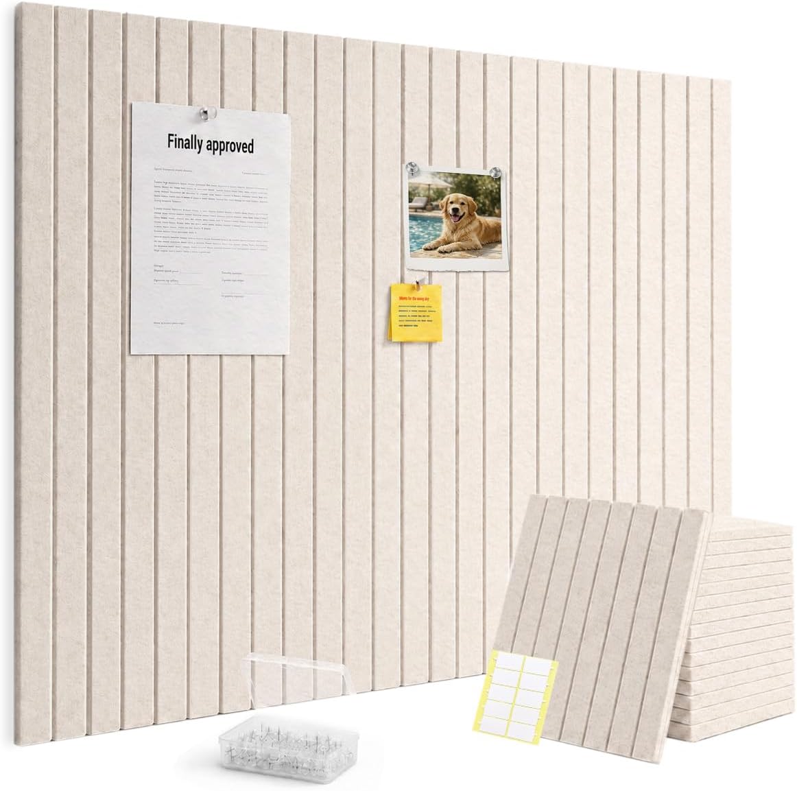 Extra Large Felt Bulletin Board Squares,48"x48",16 Pack Oatmeal