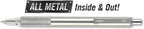 Zebra Pen F-701 Retractable Ballpoint Pen, 0.8mm Fine Point, Stainless Steel Barrel, Black Metal Pen with 2 Ink Refills (Pack of 2)