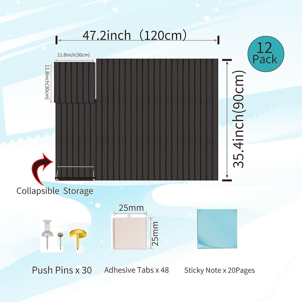 12 Pack Bulletin Boards 48" x 36" Alternative Cork Board for Office...