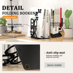 Book Ends,2 Pair Bookends Metal Bookend (Folding Book Ends 2 Pair)