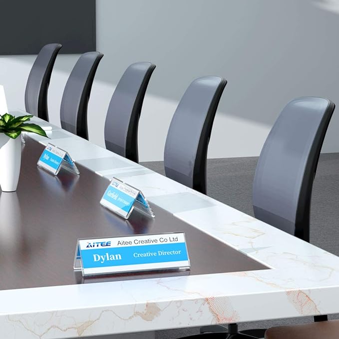 Acrylic 12 Pack Name Plates for Desks, AITEE 3x8.5 Clear Tent Name Plate - Image 6
