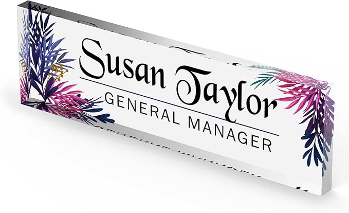 Artblox Personalized Office Desk Name Plate and Business Card Holder | Clear - Image 4
