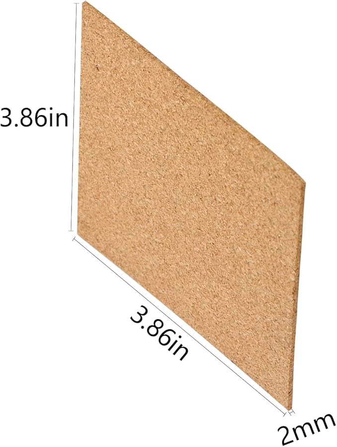 MIDELONG Self-Adhesive Cork Sheets 4"x 4" - Image 2