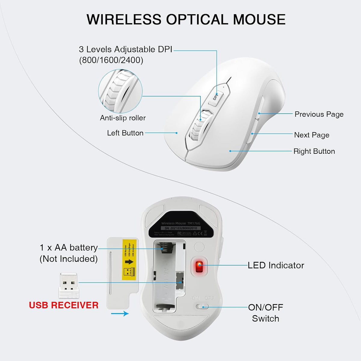 QUASIO Wireless Keyboard Mouse Combo, Windows & Mac Compatible (White)