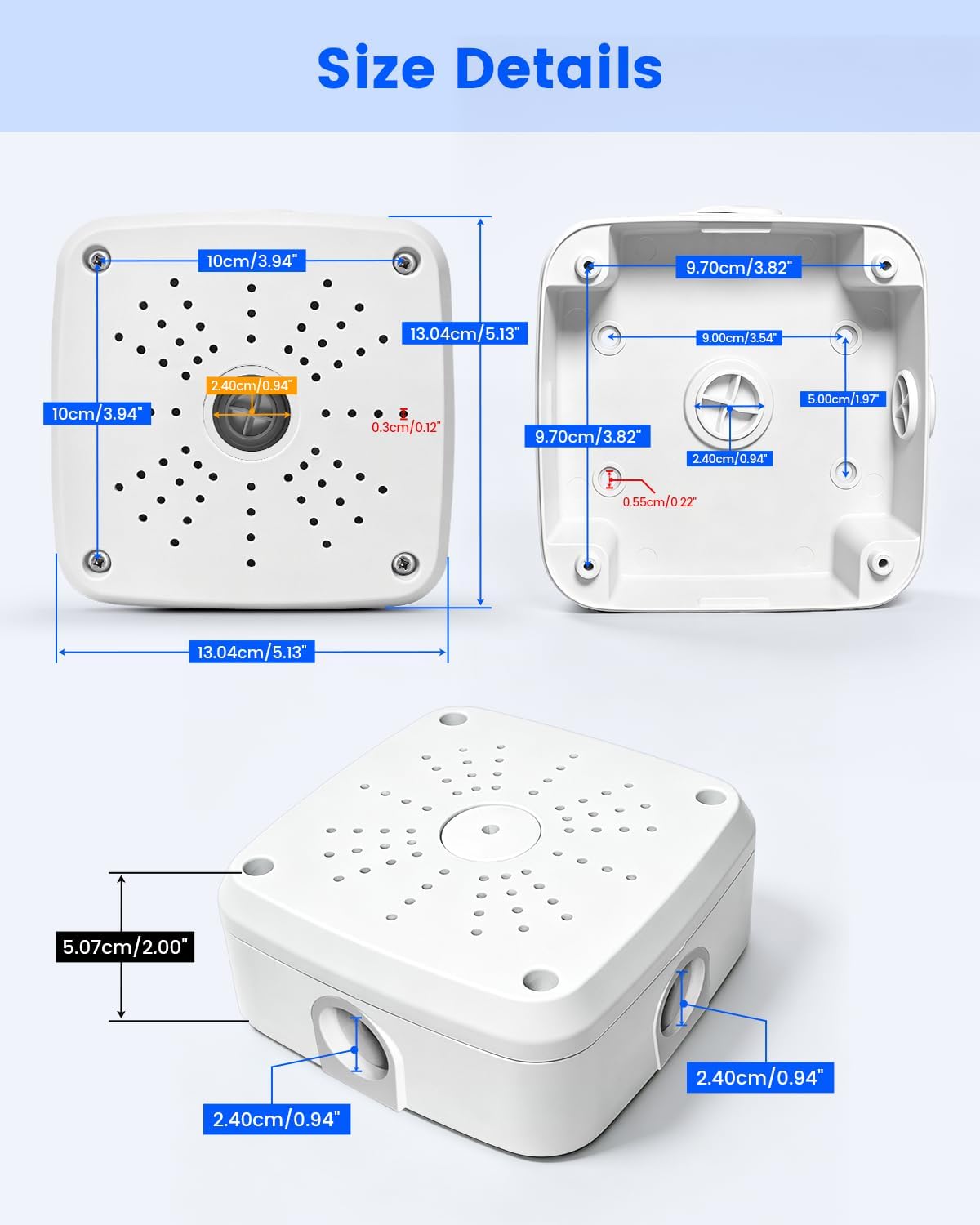 Universal Security Camera Junction Box, CCTV Hide Cable Concealment Box