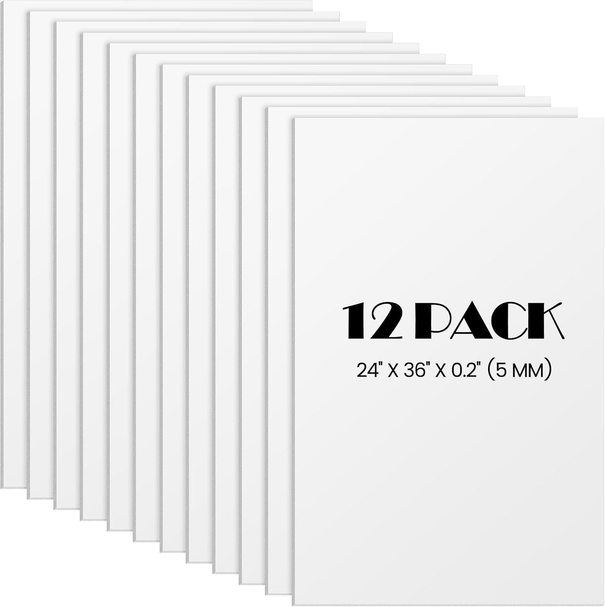 Elcoho 12 Pack White Foam Board, 24 x 36 Inch Acid-Free Foam Core Board