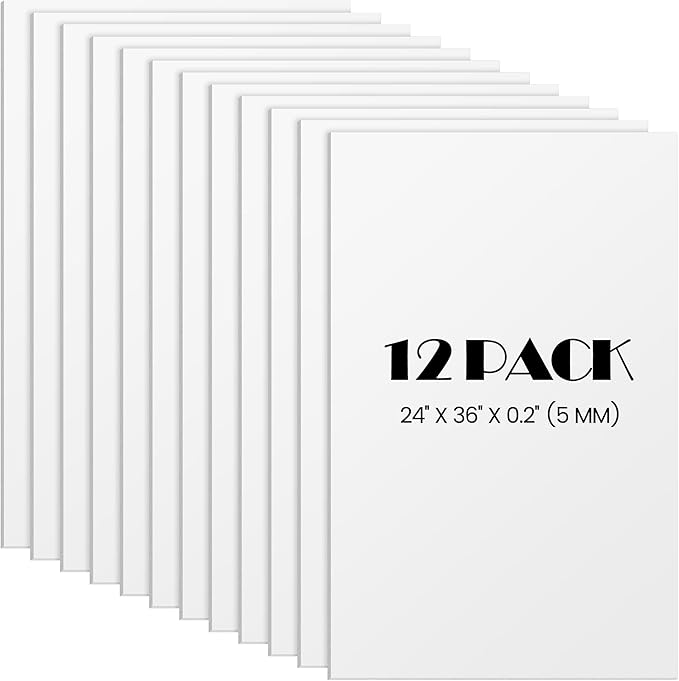 Elcoho 12 Pack White Foam Board, 24 x 36 Inch Acid-Free Foam Core Board by Elcoho