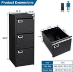 PEUKC 3-Drawer File Cabinet, 16.3" Deep Vertical Filing Cabinet - Image 3