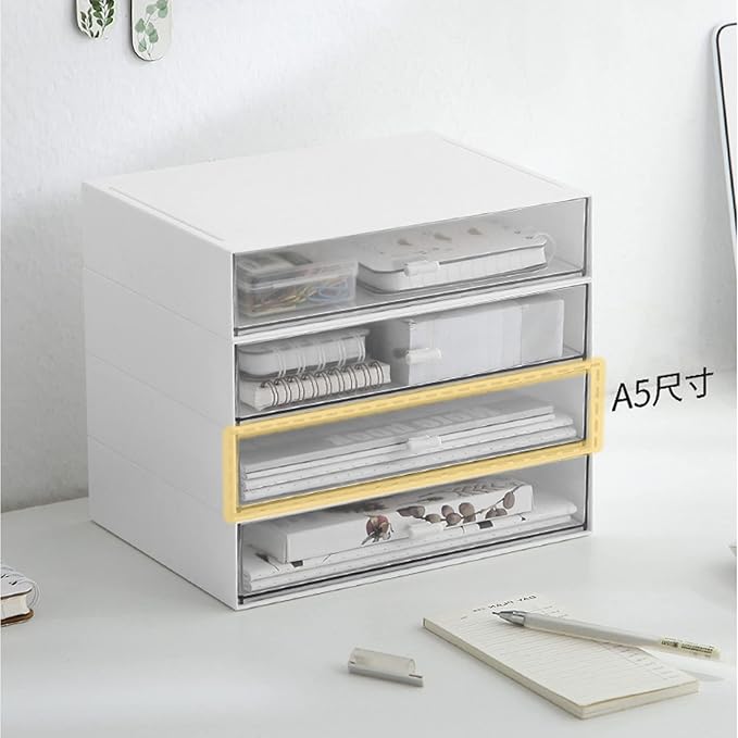 Desk Organizer with Drawers Stackable Storage Drawers, Plastic Compact Desk - Image 5