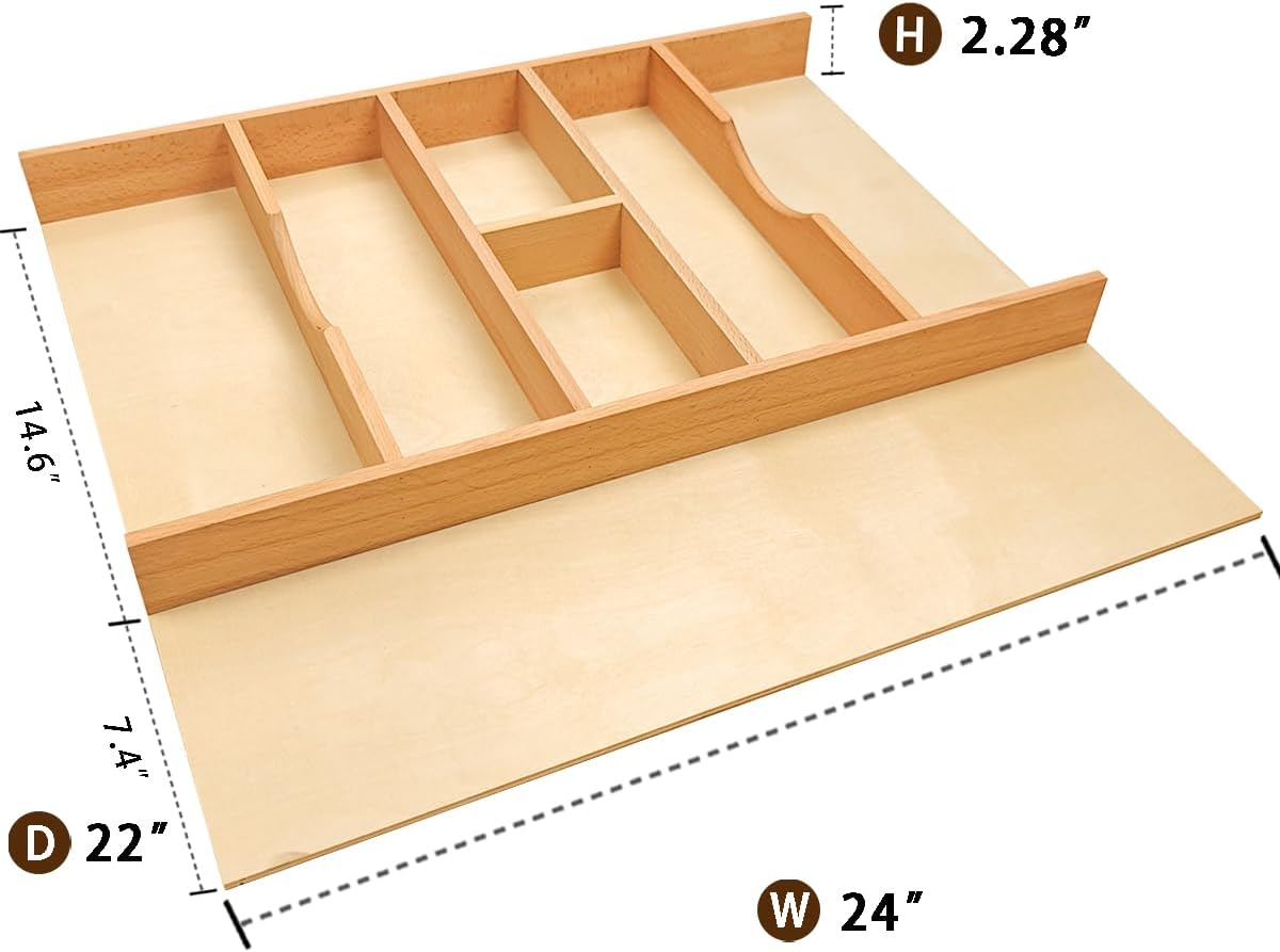 Silverware Drawer Organizer - Trim-to-Fit with Adjustable Dividers for Kitche...