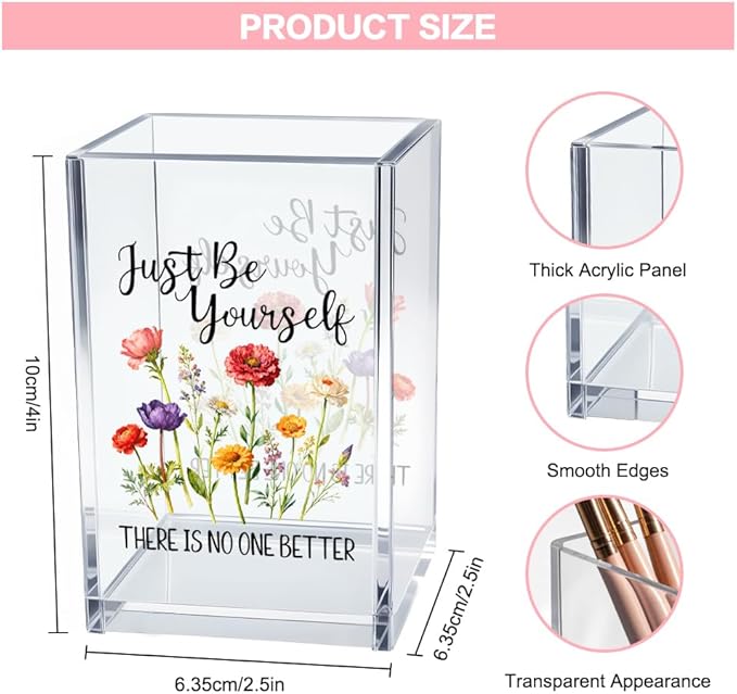 Vgrti Just Be Yourself Acrylic Makeup Brush Organizer Holder, Motivational - Image 2