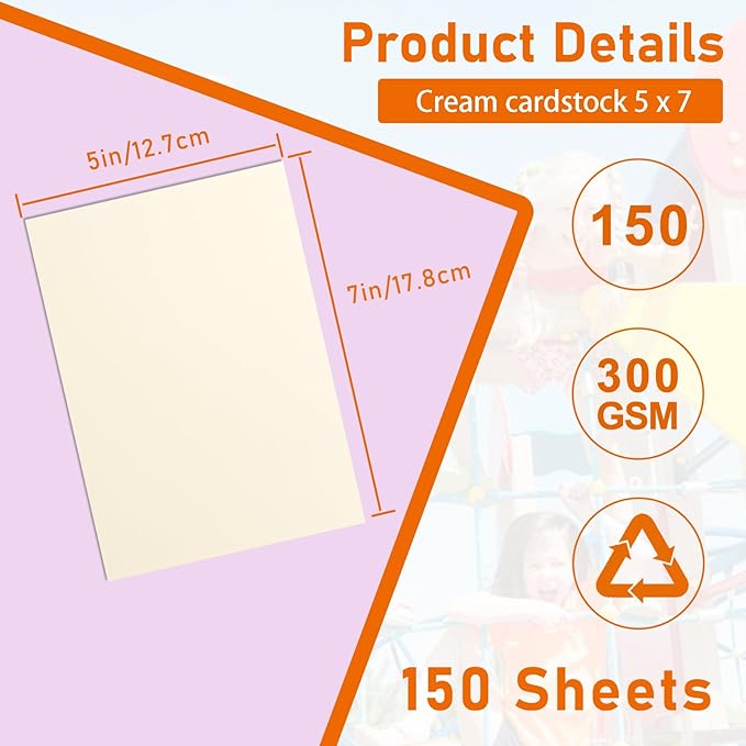 Guakicae 150 Sheets Cream Cardstock 5 x 7 Ivory Paper, 300gsm/110lb Heavyweight - Image 2