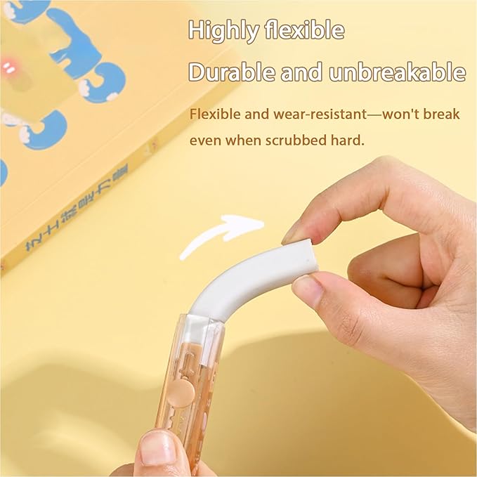 3PCS Retractable Pencil Eraser, Cute Erasers, Kawaii Bear Eraser in Three Colors - Image 4