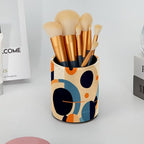 Leather Pen Holder for Desk Geometric Cube Pattern Pencil Cup Desktop Organizer - Image 6