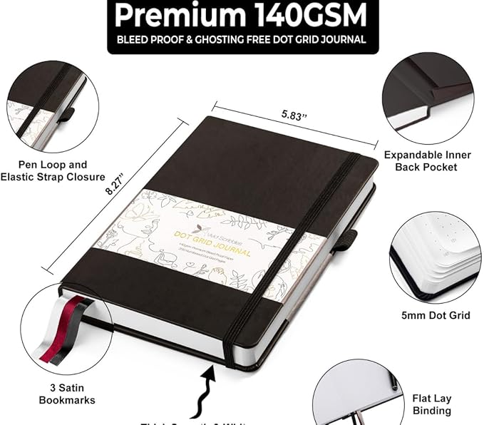 VIVID SCRIBBLES Dotted Journal – 140gsm Bleed Proof Thick White Paper – 200 - Image 3