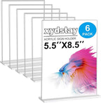 xydstay 6pack Acrylic Sign Holder 5.5 X 8.5, Vertical T Shape Clear Plastic by xydled