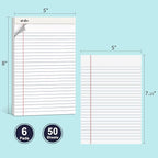 ViVin 5 x 8 Inch Legal Pads, 6 Pack, Narrow Ruled, 50 Sheets Per Writing Pad - Image 2