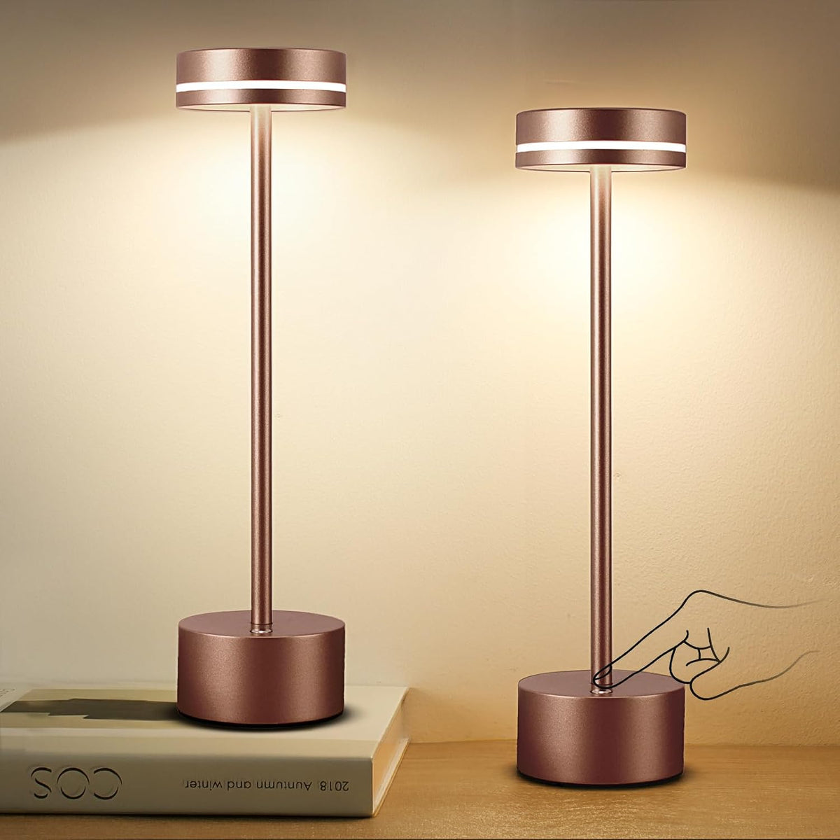 2 Pack LED Cordless Table Lamp Rechargeable, 5000mAh Portable Battery Operate...