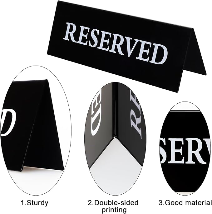 6 Pieces Plastic Reserved Table Sign - Image 3