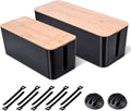 2 Pack Large Cable Management Box – Wooden Style Cord Organizer Box and Cover by Unknown