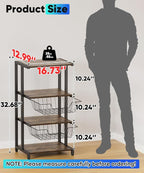 Ardier Media Stand with Two Detachable Baskets, 4-Tier AV Media Stand Corner - Image 2