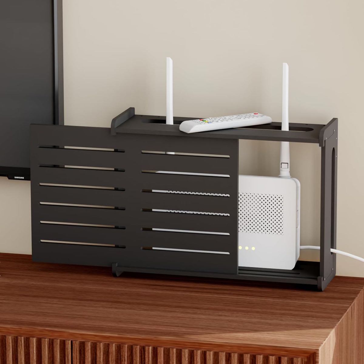 Wooden WiFi Router Storage Box Hider Shelf, Decorative Projector Box Hider Ra...