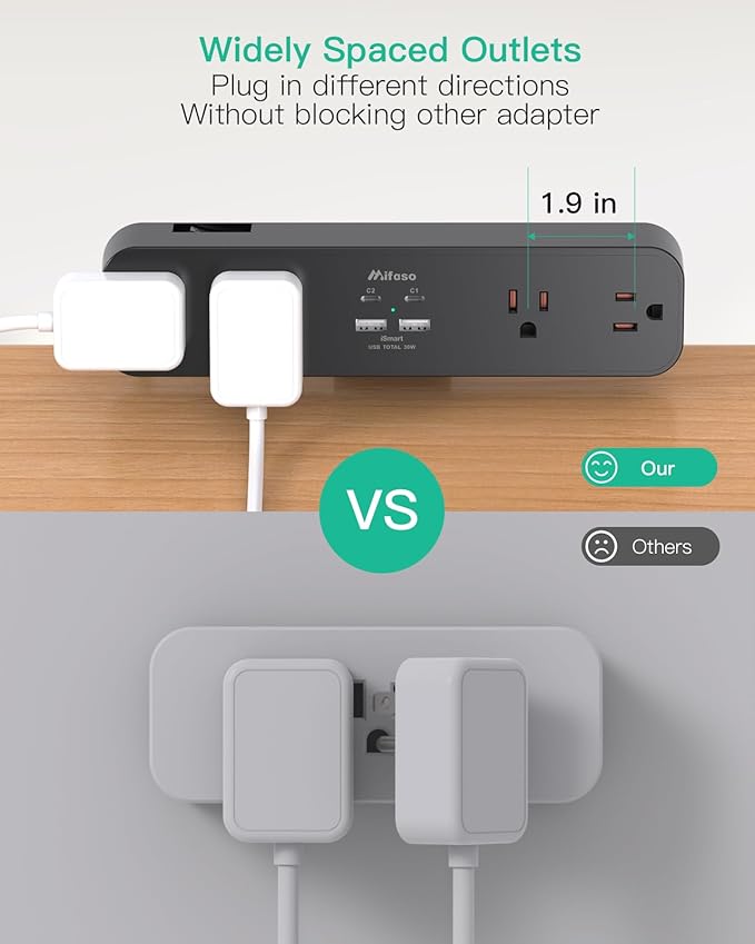 PD30W Desk Clamp Power Strip, Desktop Mount Surge Protector, Fast Charging - Image 4