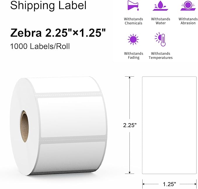 12 Rolls 12000 Labels 2.25" x 1.25" Direct Thermal Labels - Image 2