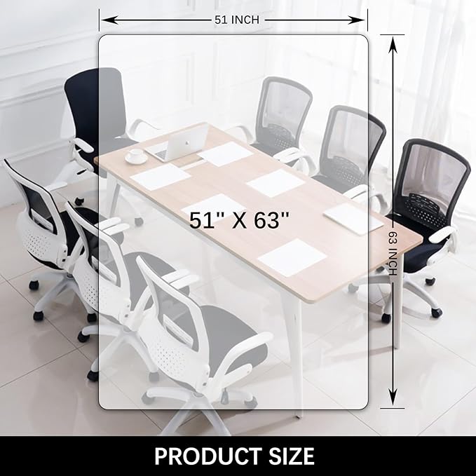 Kuyal Clear Chair mat for Hardwood Floor 51 x 63 inches Transparent Floor Mats - Image 6