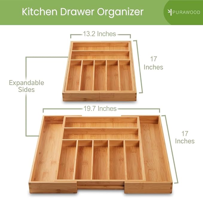 Bamboo Drawer Organizer, 2 Pack - Image 2