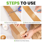 ADHES Water Activated Tape 2" x 55yds, 3 Rolls, Reinforced Kraft Gummed Paper - Image 6