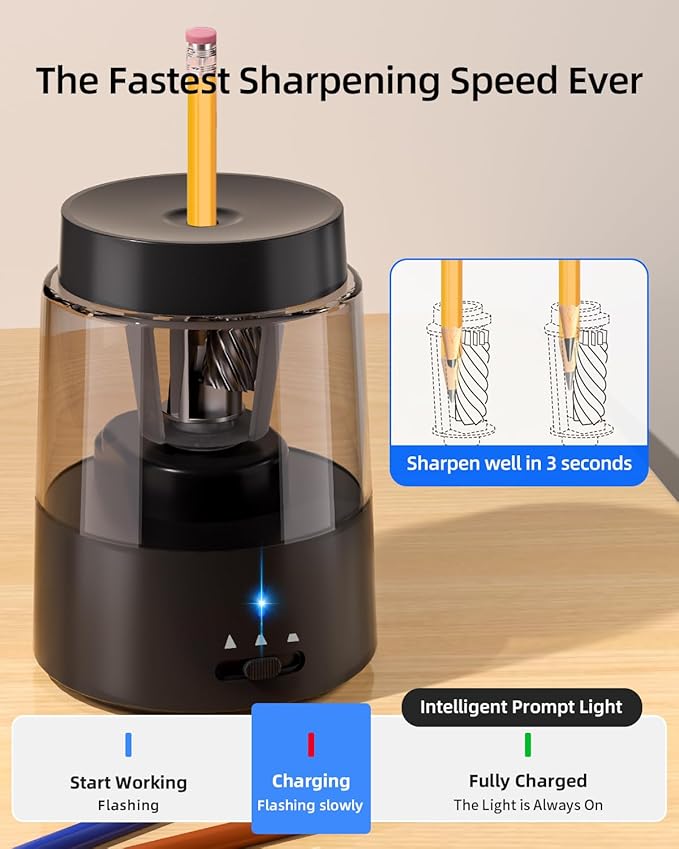 ZMOL Electric Pencil Sharpener, Automatic Pencil Sharpeners Kids, Battery - Image 6