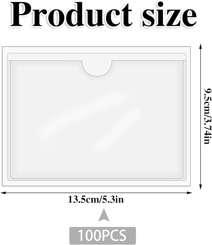 100 Pack Self-Adhesive 3" x 5" Index Card Pockets - Image 2