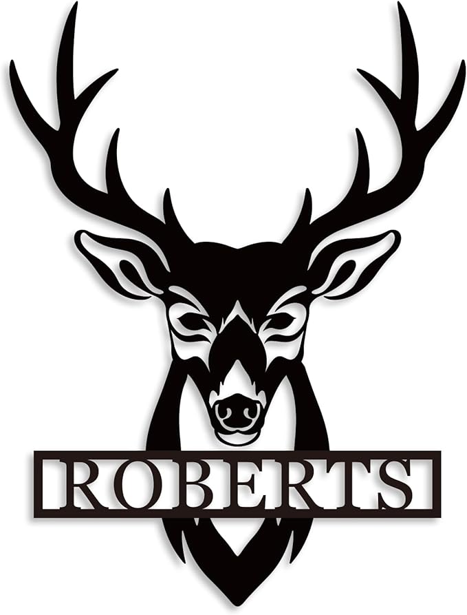 Personalized Deer Head Metal Sign | Christmas Deer | Custom Metal Deer Sign | by ENFODREAM