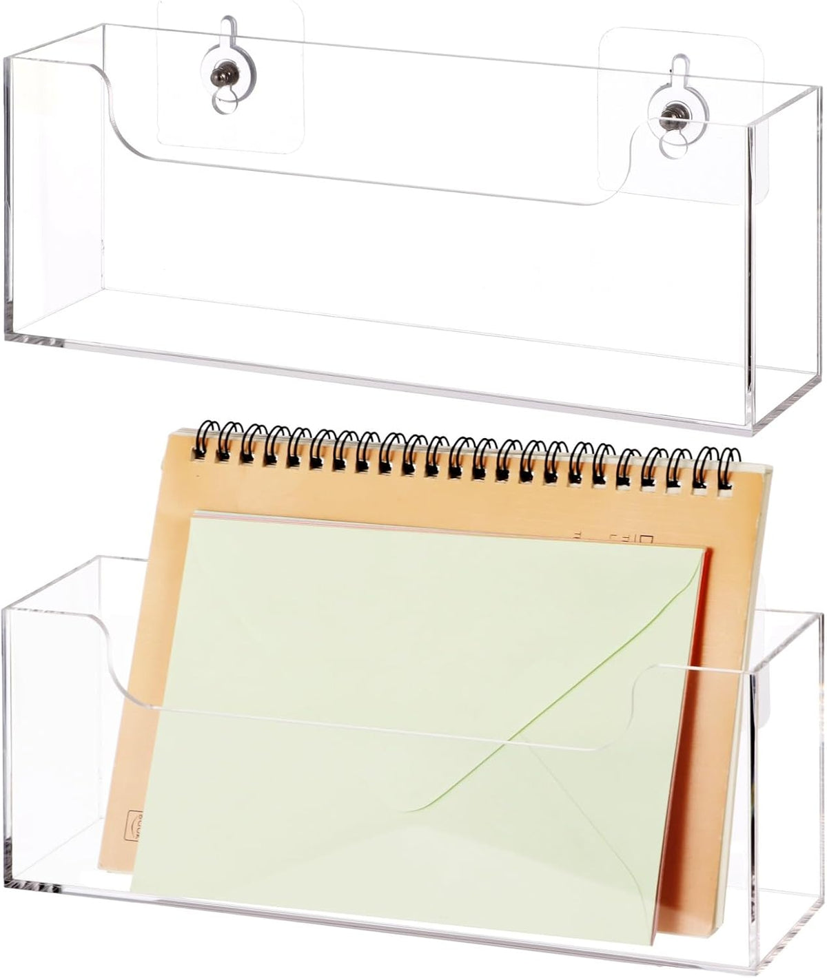 Homaisson Clear Acrylic Mail Holder Box for Desk or Wall Mount, Mail Organize...