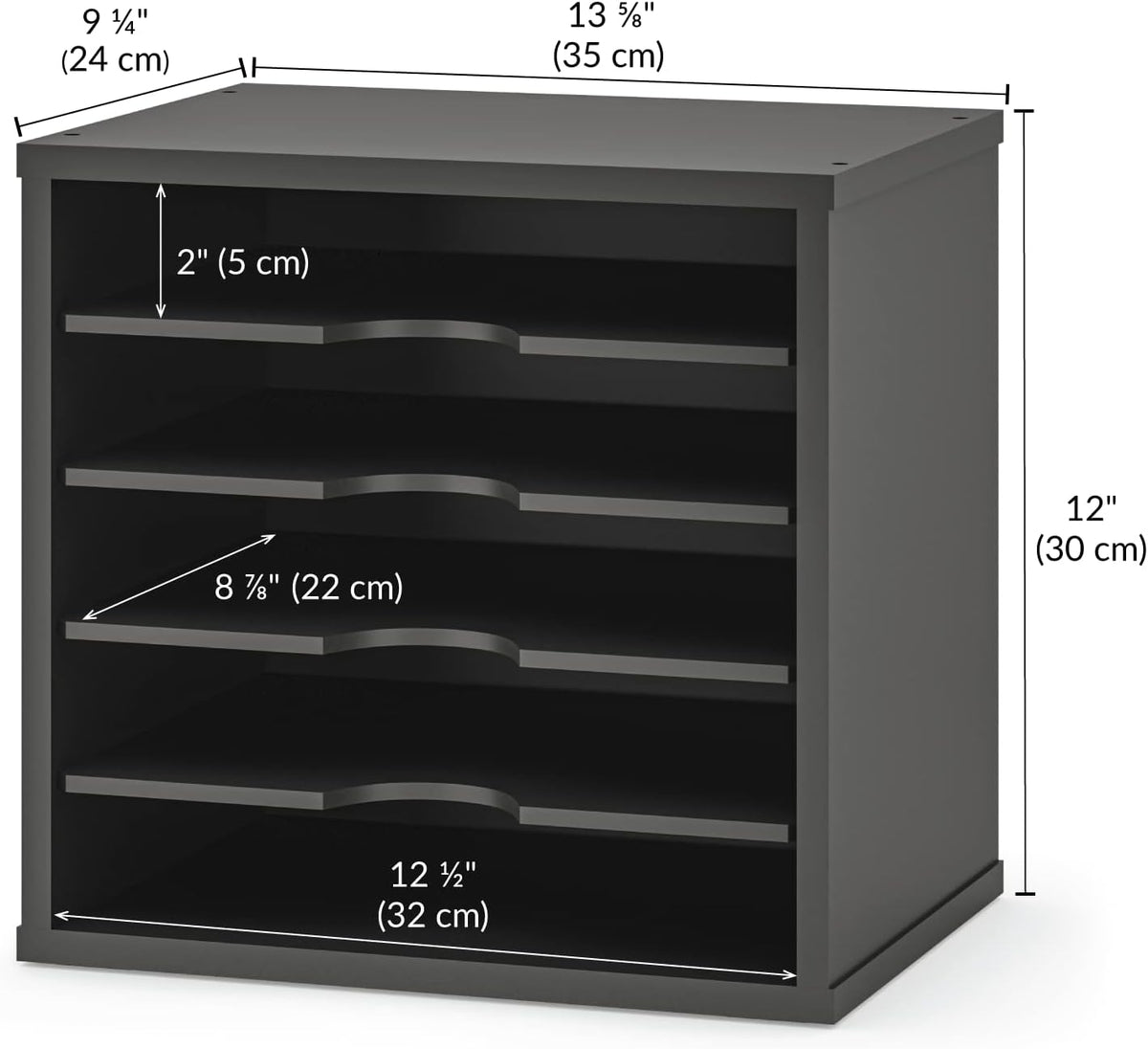 ballucci 5-tier file organizer for desk, wooden mail, close-up detail