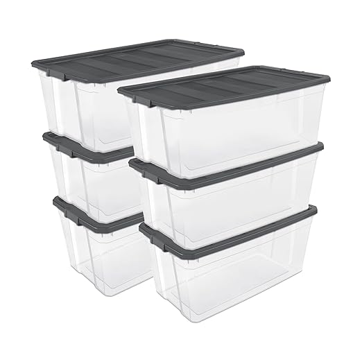 Sterilite 6-Pack Modular Stacker Box, Durable Clear Plastic Storage Bins by Sterilite