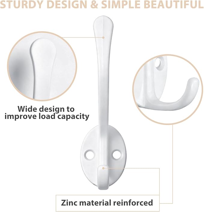 Homanu 10 Pack Coat Hooks Wall Mounted - Image 3